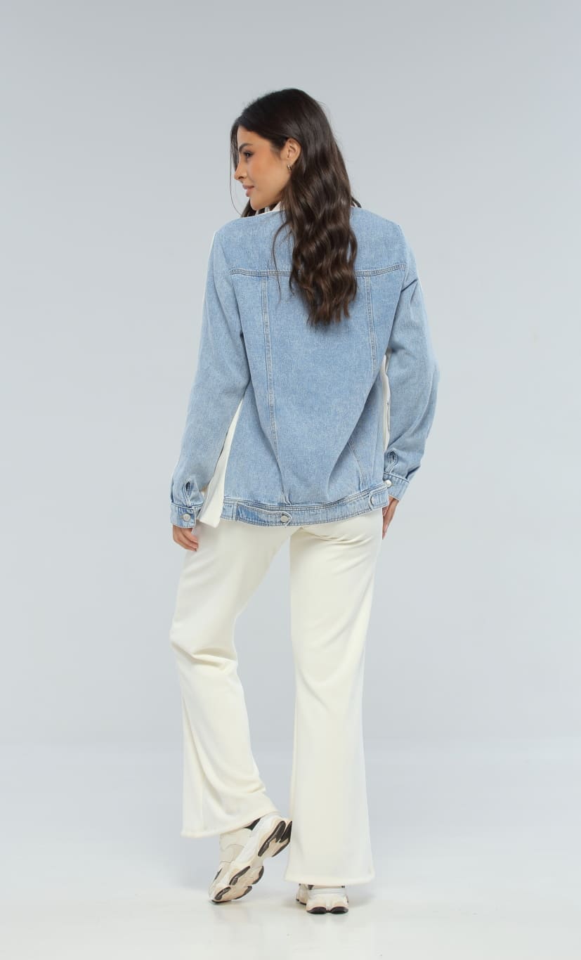 Blazer Denim Azul/Beige