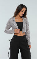 Blazer Crop Lentejuela Plata