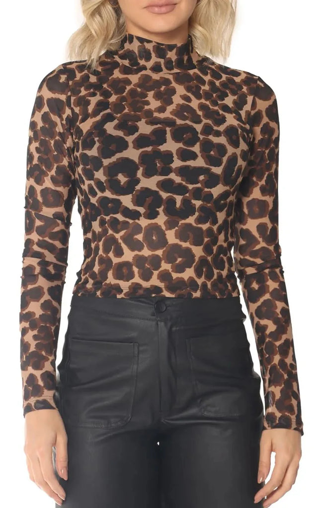 Blusa Animal Print Cuello Alto - Navissi Clothing ♡