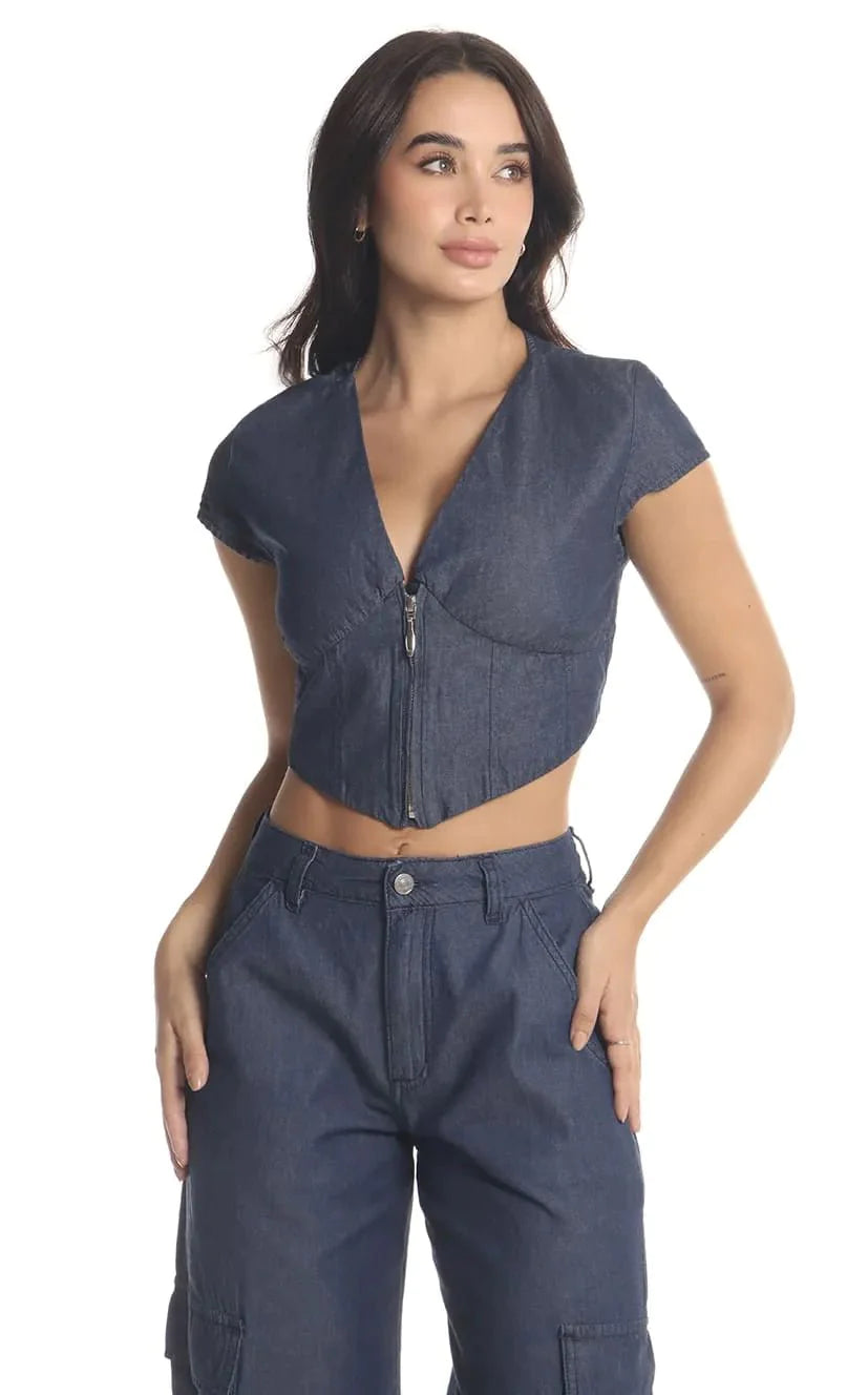 Blusa Azul Denim - Navissi Clothing ♡