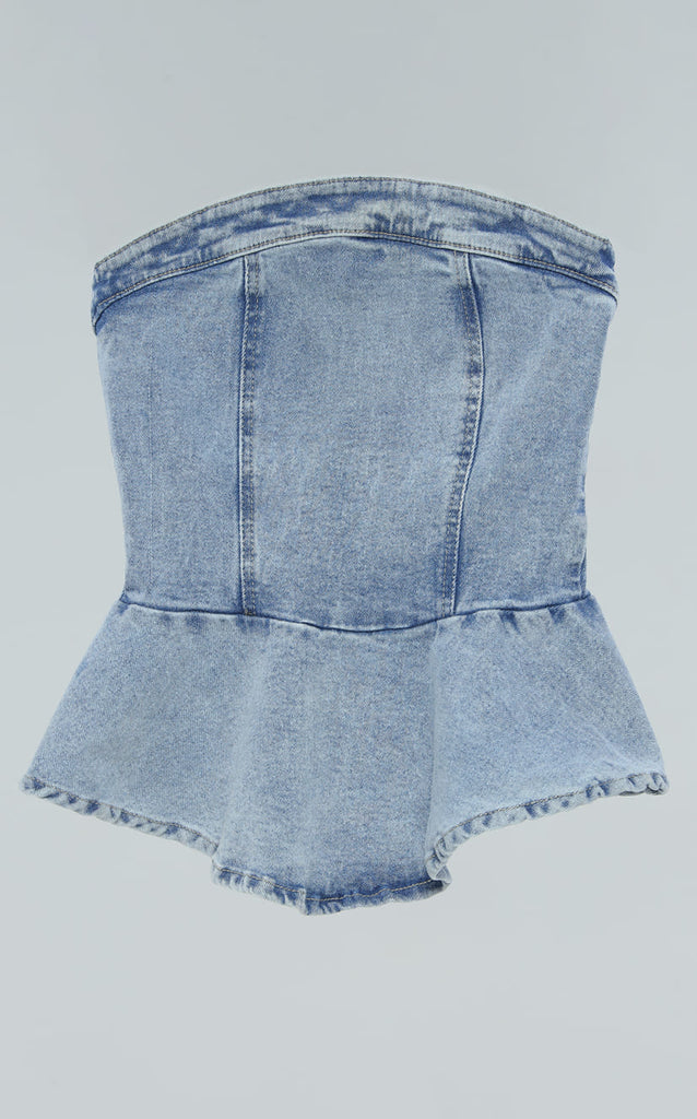 Blusa Straple Denim Bolero Navissi