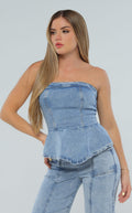 Blusa Straple Denim Bolero Navissi