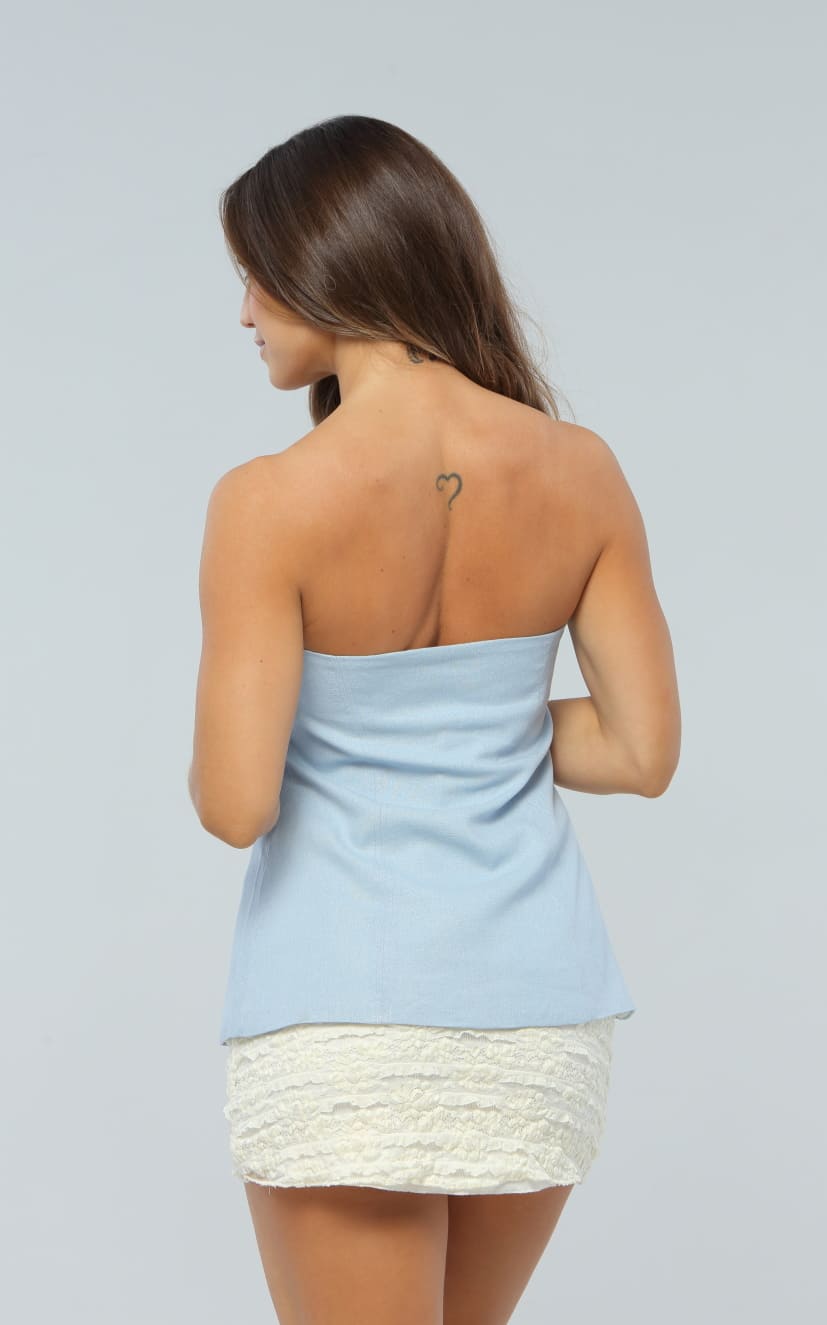 Blusa Azul Straple Botones