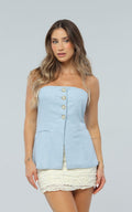Blusa Azul Straple Botones