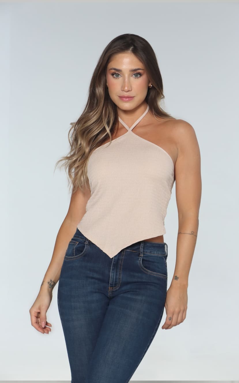 Blusa Beige Pañoleta