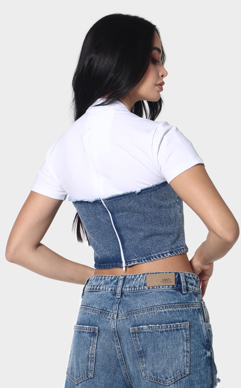 Blusa Blanca Y Denim
