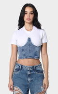 Blusa Blanca Y Denim