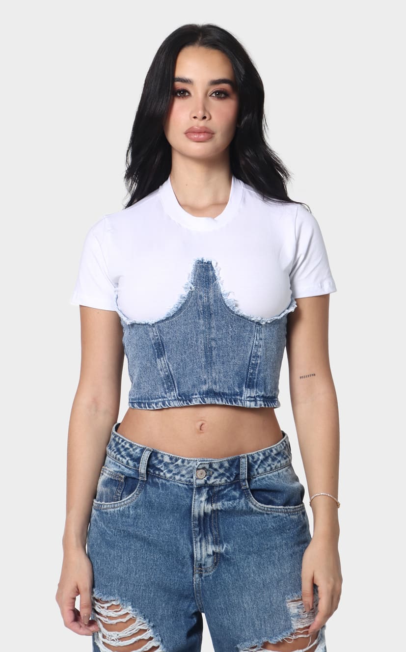 Blusa Blanca Y Denim