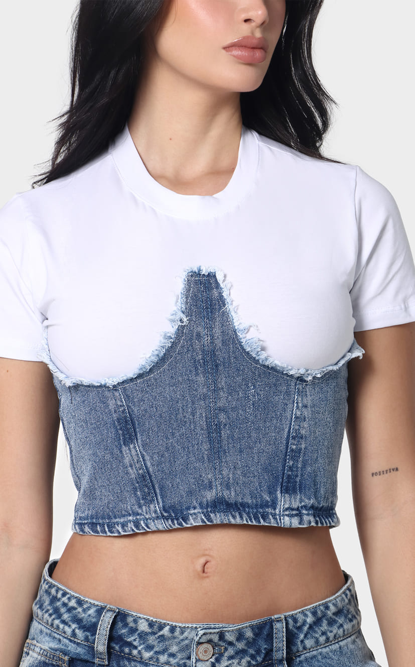 Blusa Blanca Y Denim