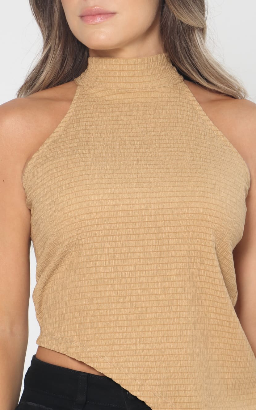 Blusa Café Cuello Halter