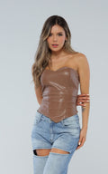 Blusa Café Cuerina