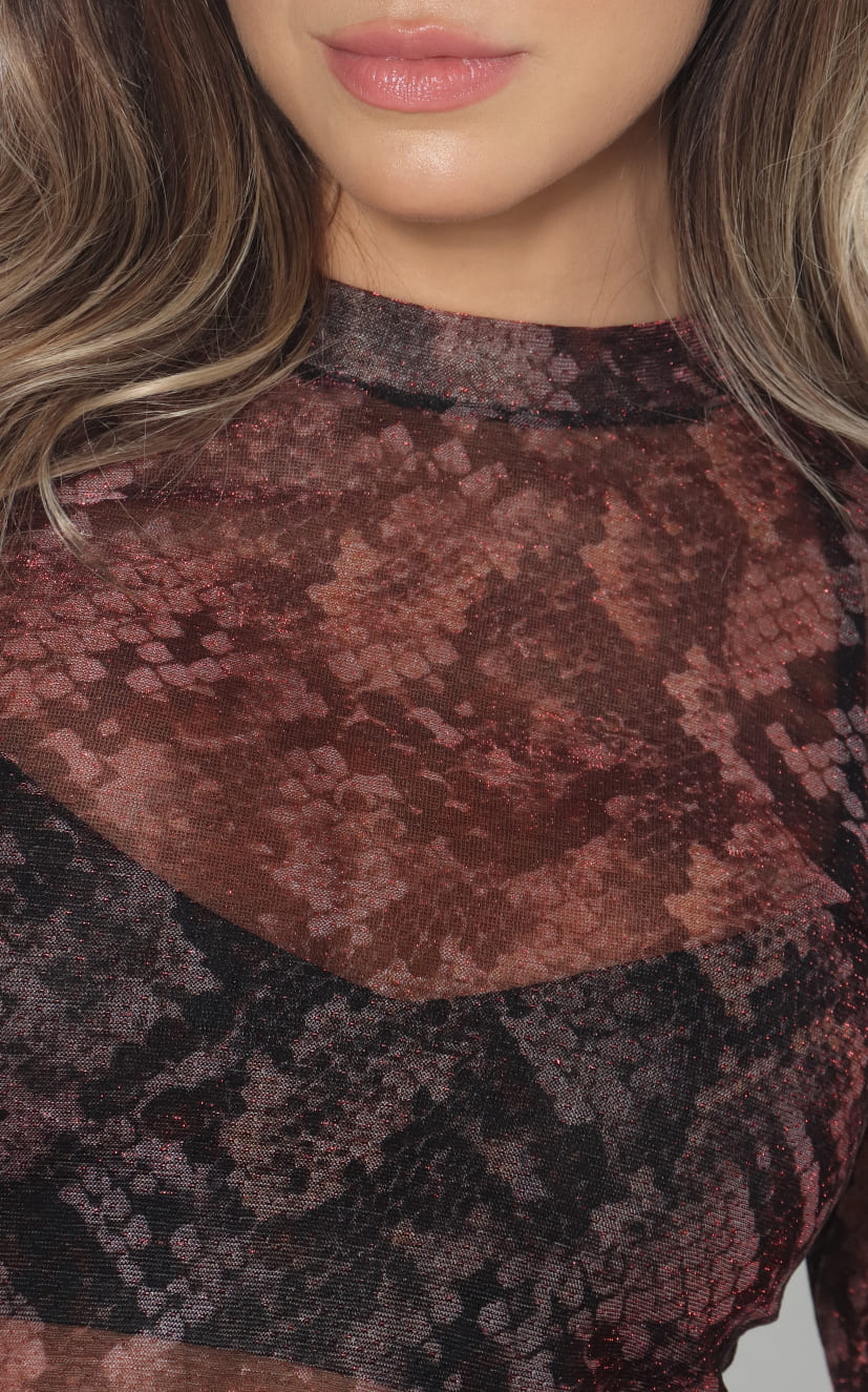 Blusa Chocolate Malla Brillo