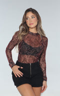 Blusa Chocolate Malla Brillo