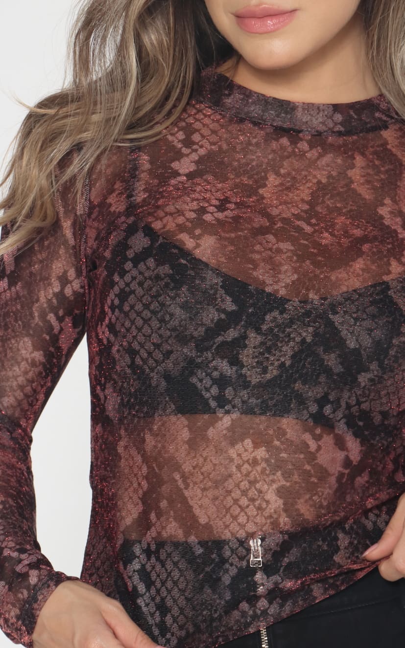 Blusa Chocolate Malla Brillo