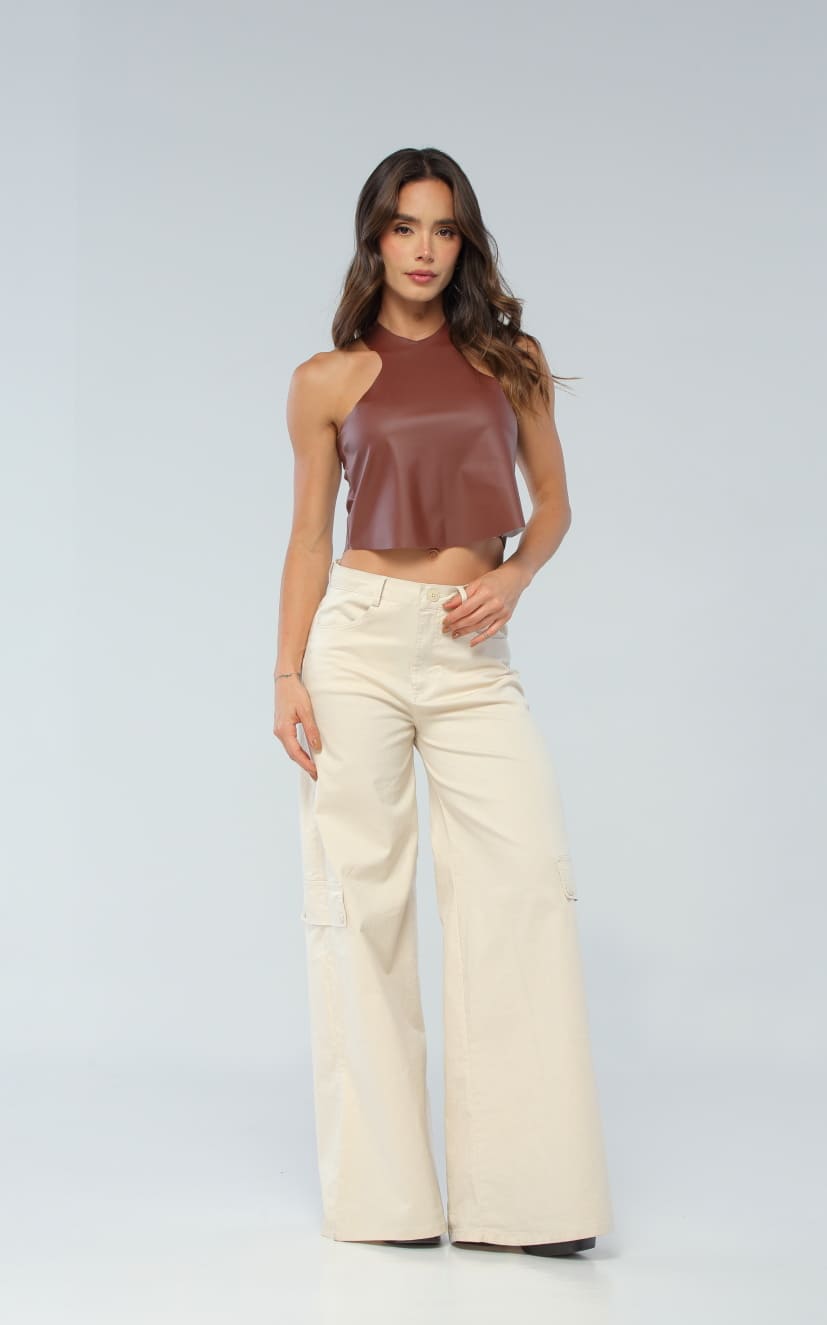 Blusa Chocolate Cuerina