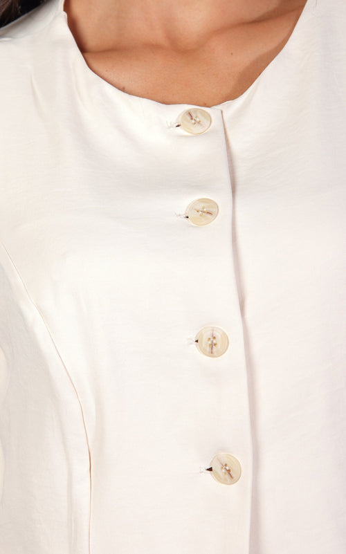 Cream Button-Detail Vest-Style Blouse by Navissi