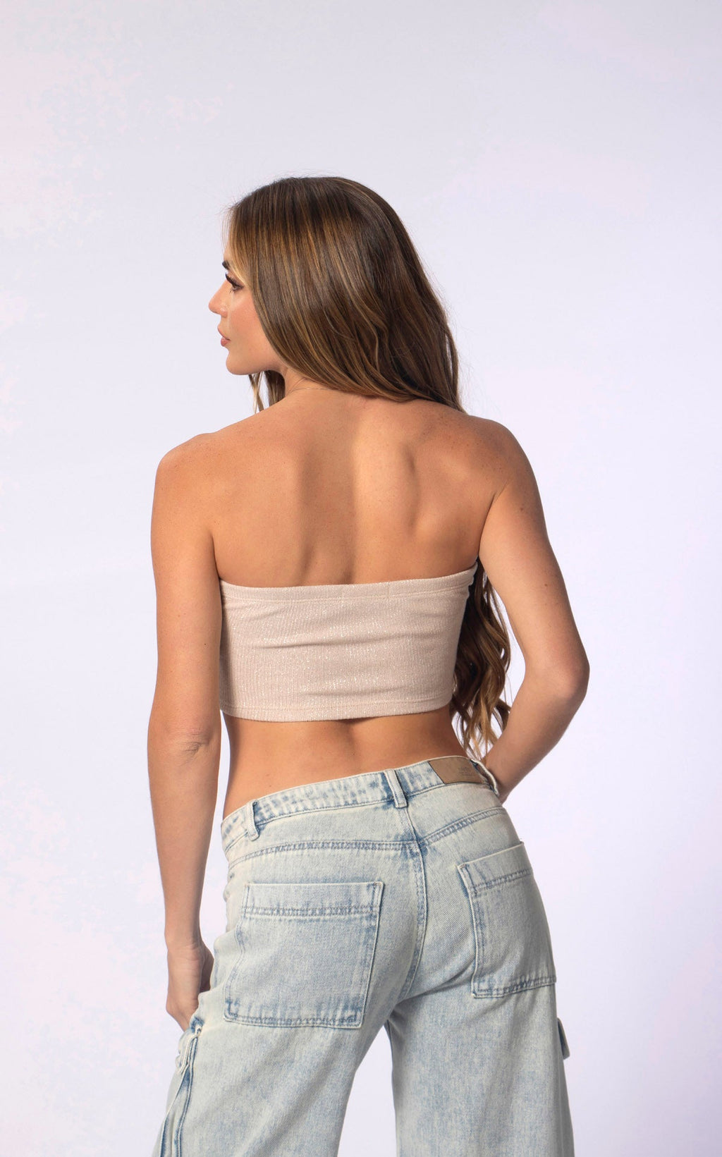 Beige Strapless Blouse