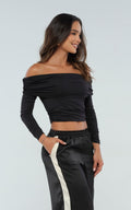 Blusa Negra Escote Bandeja