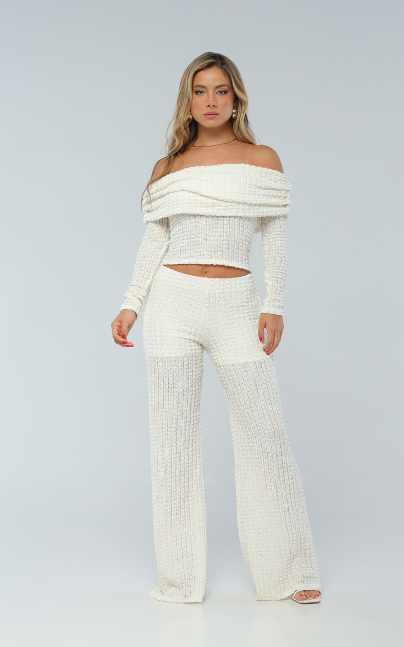 Pantalón Marfil Semi Palazzo