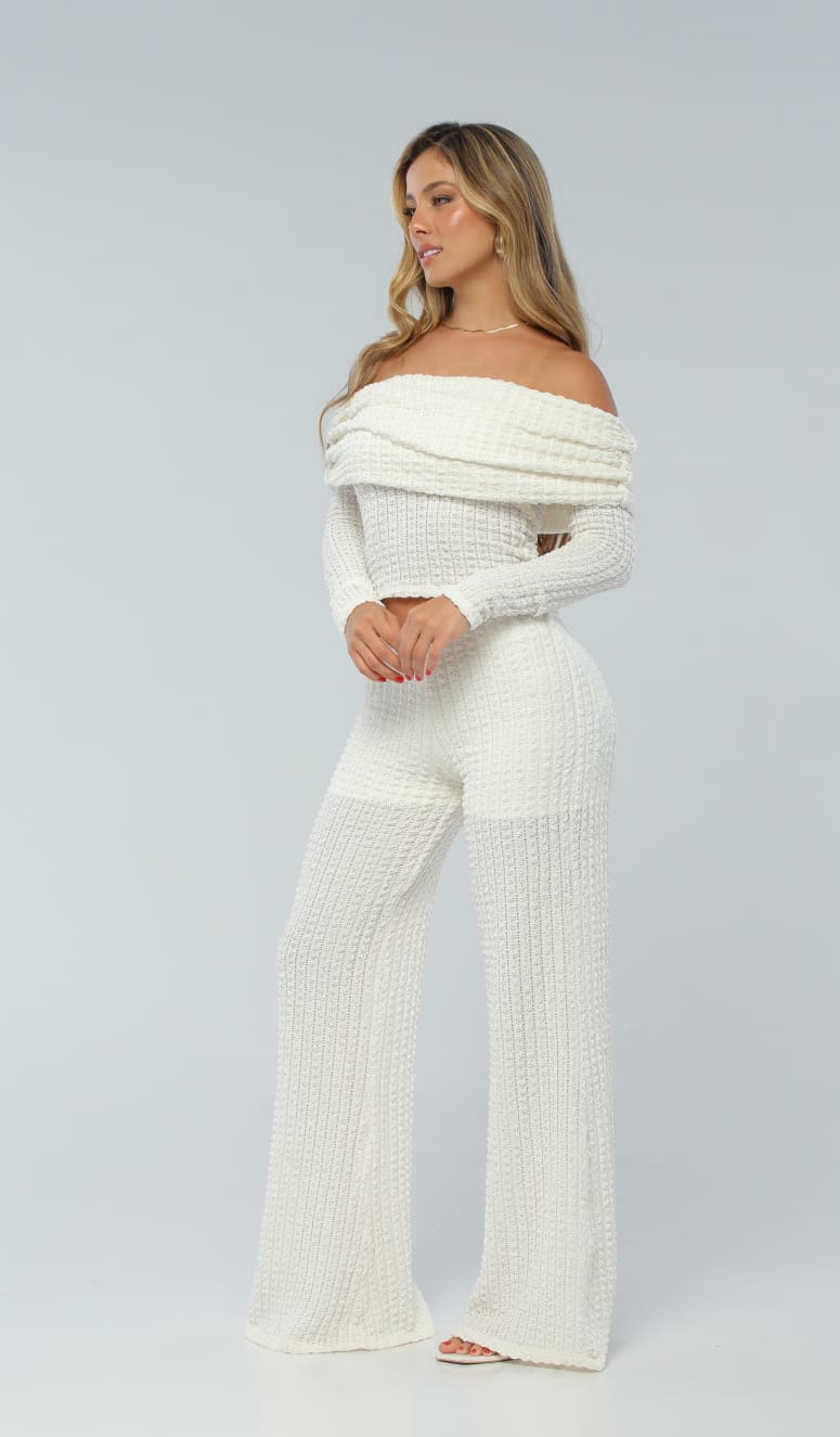 Pantalón Marfil Semi Palazzo