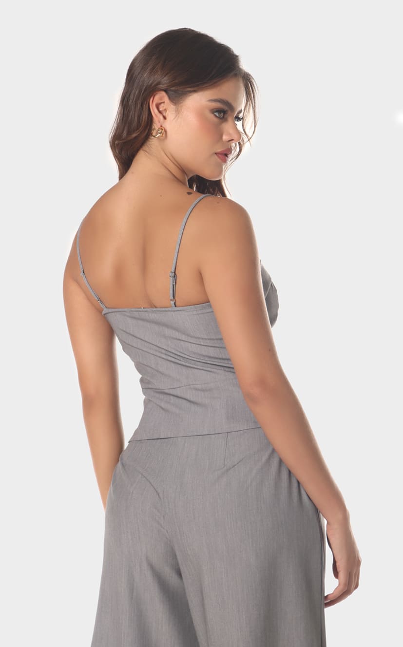 Blusa Gris Amarre Trenzado - Navissi