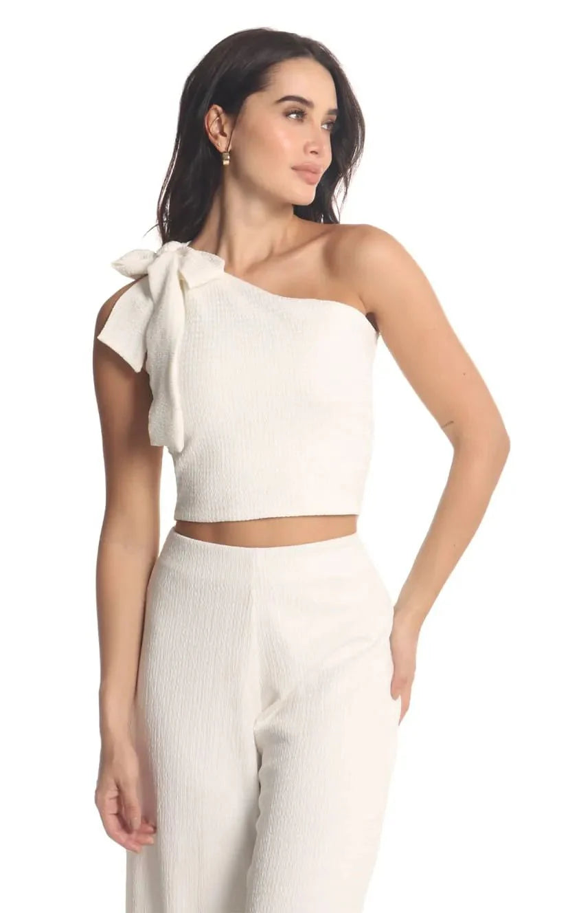 Blusa Marfil Asimétrica Amarre - Navissi Clothing ♡