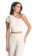 Blusa Marfil Asimétrica Amarre - Navissi Clothing ♡