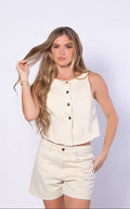 Ivory Denim Blouse
