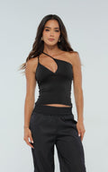 Blusa Negra Escote Asimétrico
