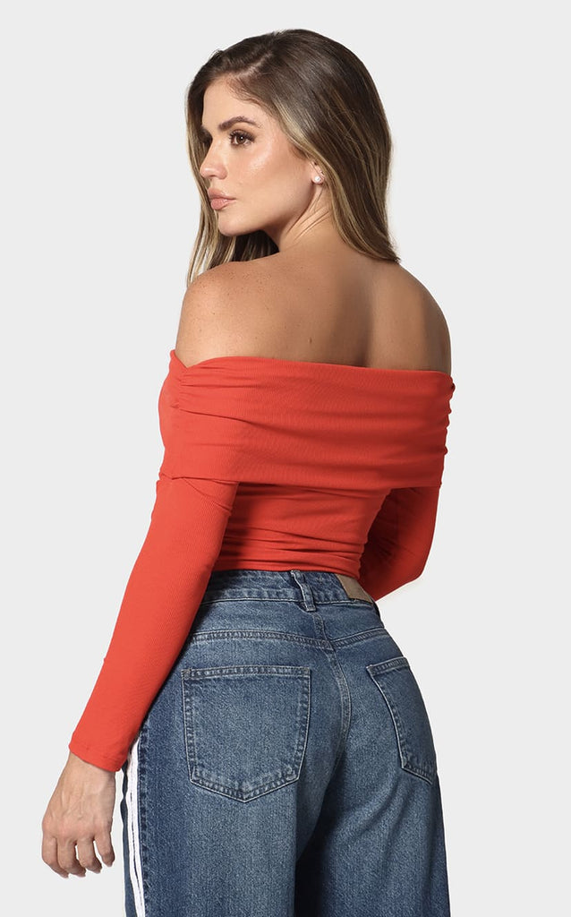 Blusa Roja Cuello Bandeja - Navissi