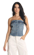 Blusa Straple Denim - Navissi Clothing ♡