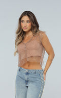 Blusa Taupe Transparencia