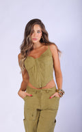 Green Corduroy Corset Top