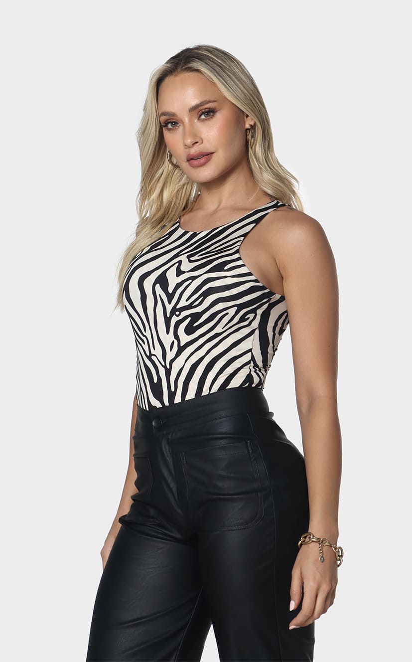 Body Animal Print Blanco/Negro - Navissi