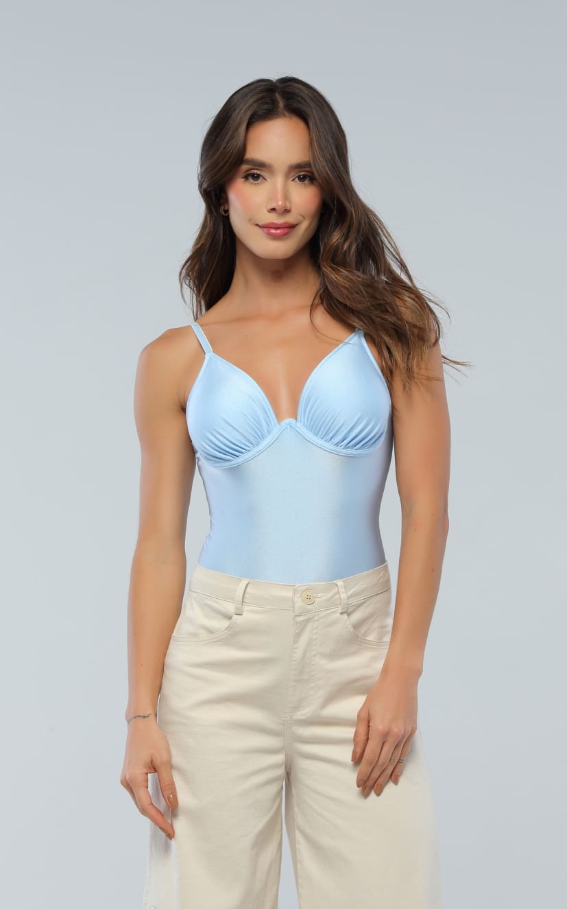 Body Azul Drapeado