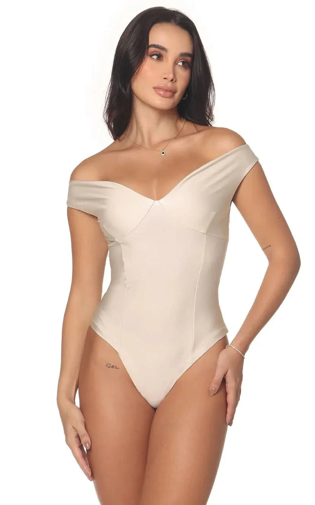 Body Beige Cuello Bandeja V - Navissi Clothing ♡