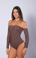 Chocolate Draped Long-Sleeve Bodysuit