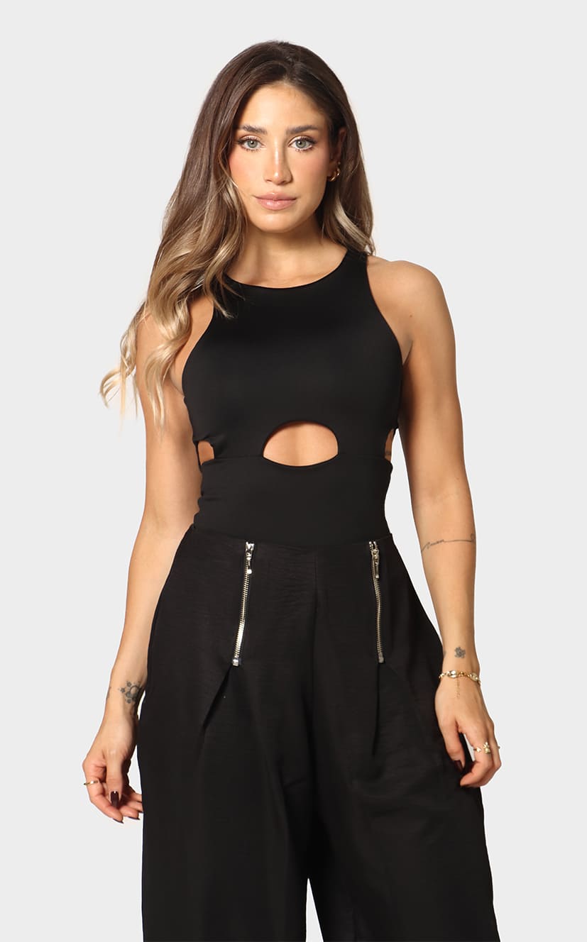 Body Negro Cut Out En Escote