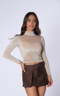 Blusa Beige Cuello Tortuga