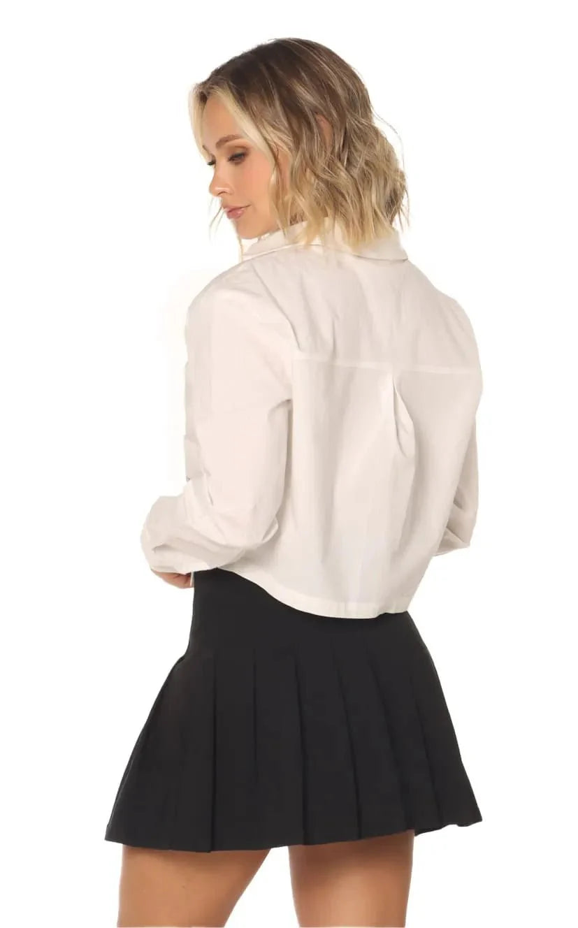 Camisa Marfil Bolsillo Detalle - Navissi Clothing ♡