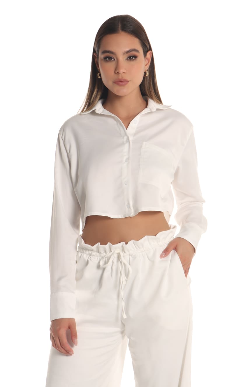Camisa Marfil Con Abertura - Navissi Clothing ♡