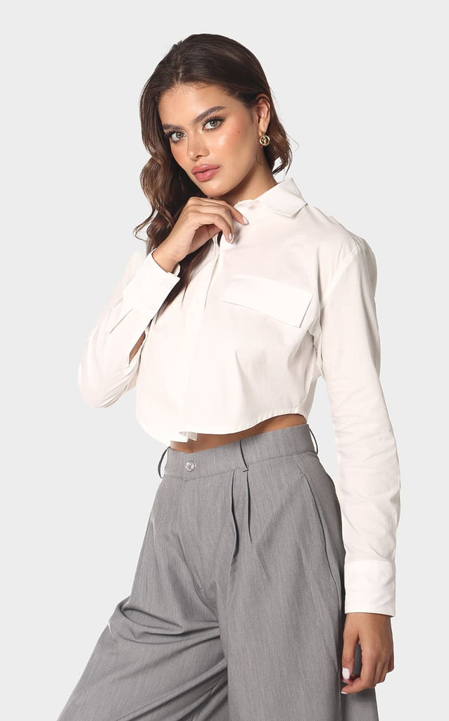 Camisa Marfil Cropped - Navissi