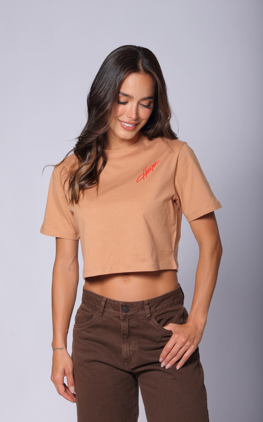 Camiseta Camel Regular Cropped