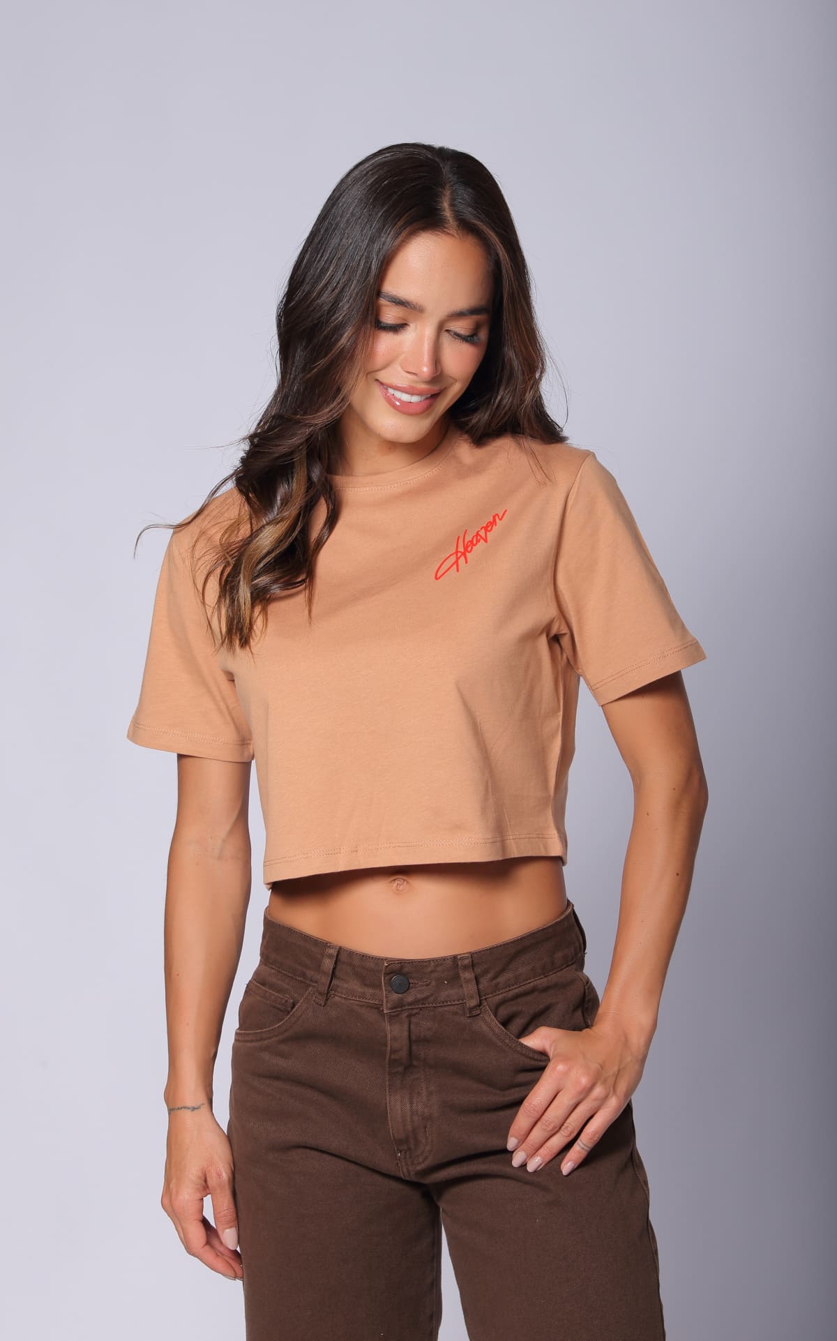 Camiseta Camel Regular Cropped
