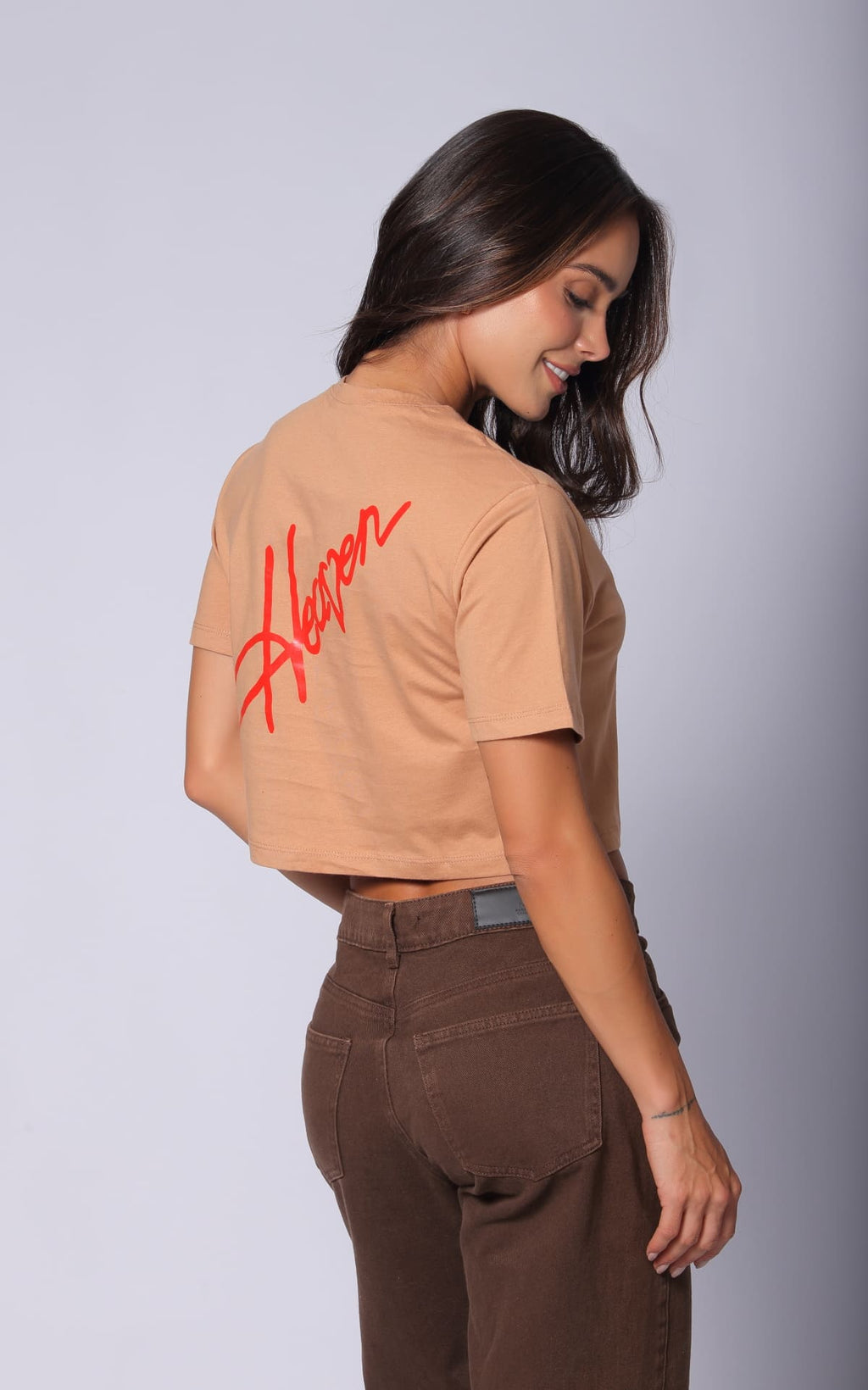 Camiseta Camel Regular Cropped