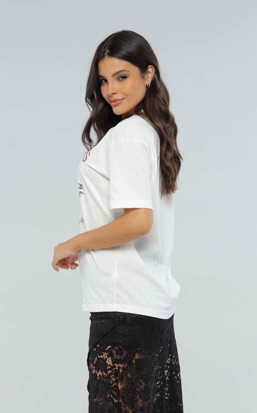 Camiseta Marfil Oversize Cherries