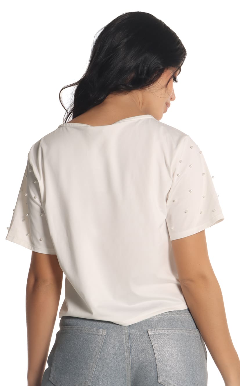 Camiseta Cropped Con Apliques - Navissi Clothing ♡
