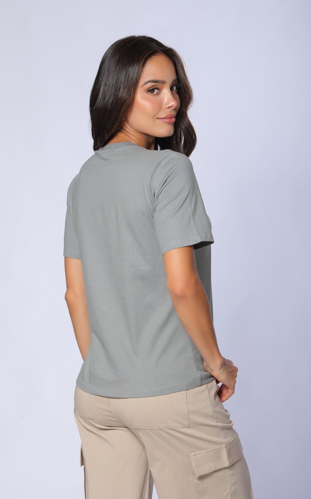 Light Gray Regular-Fit T-Shirt by Navissi