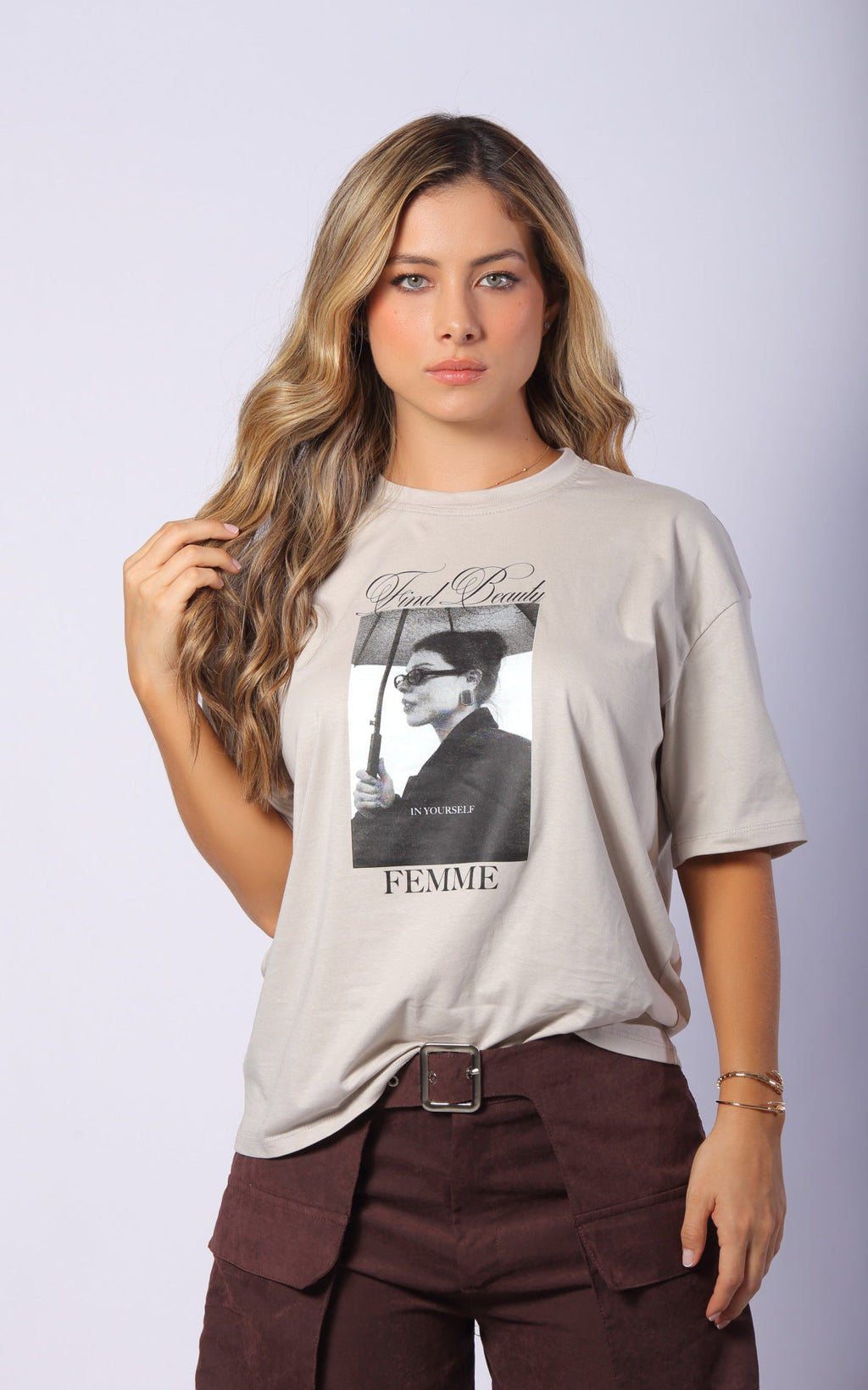 Camiseta Gris Claro Oversize