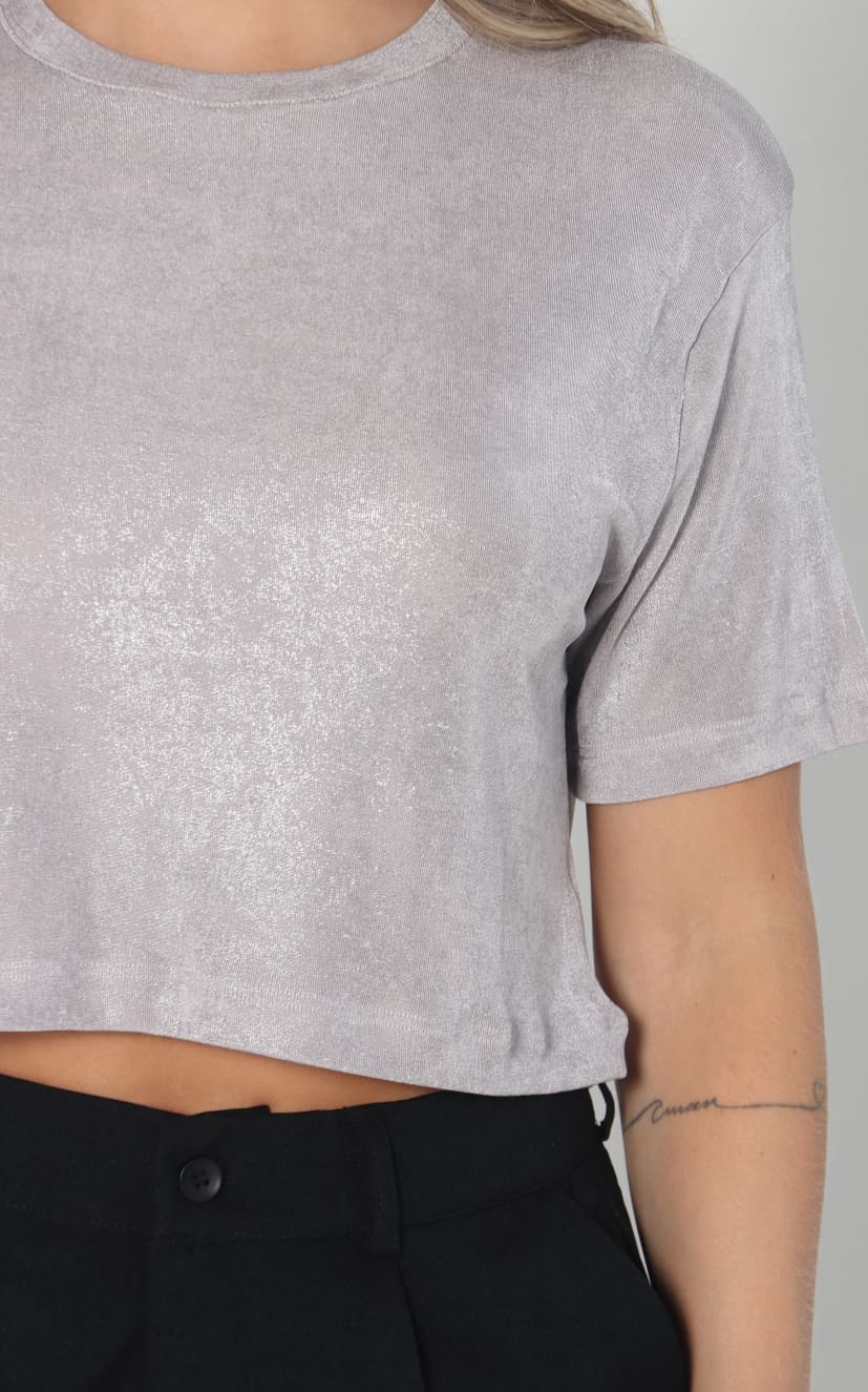 Camiseta Plata Over Crop